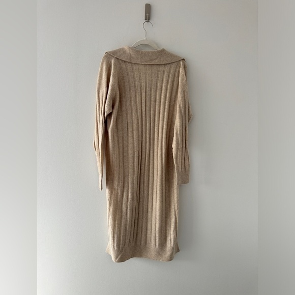 CLUB MONACO Tan Cashmere Ribbed Polo Dress L - Picture 7 of 7